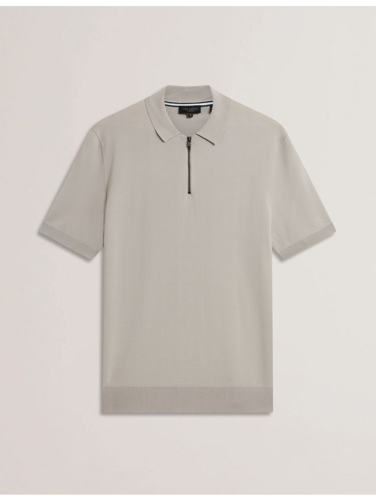 Ted Baker Daldin - Zip Collar Stretch Knit Polo Shirt Muške Topi Sive | 704259-UVS