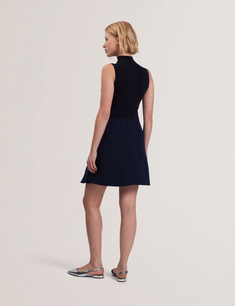 Ted Baker Dandiaa - Sleeveless High Neck 2-in-1 Mini Dress Ženske Haljina Tamnoplave | 325187-NJX