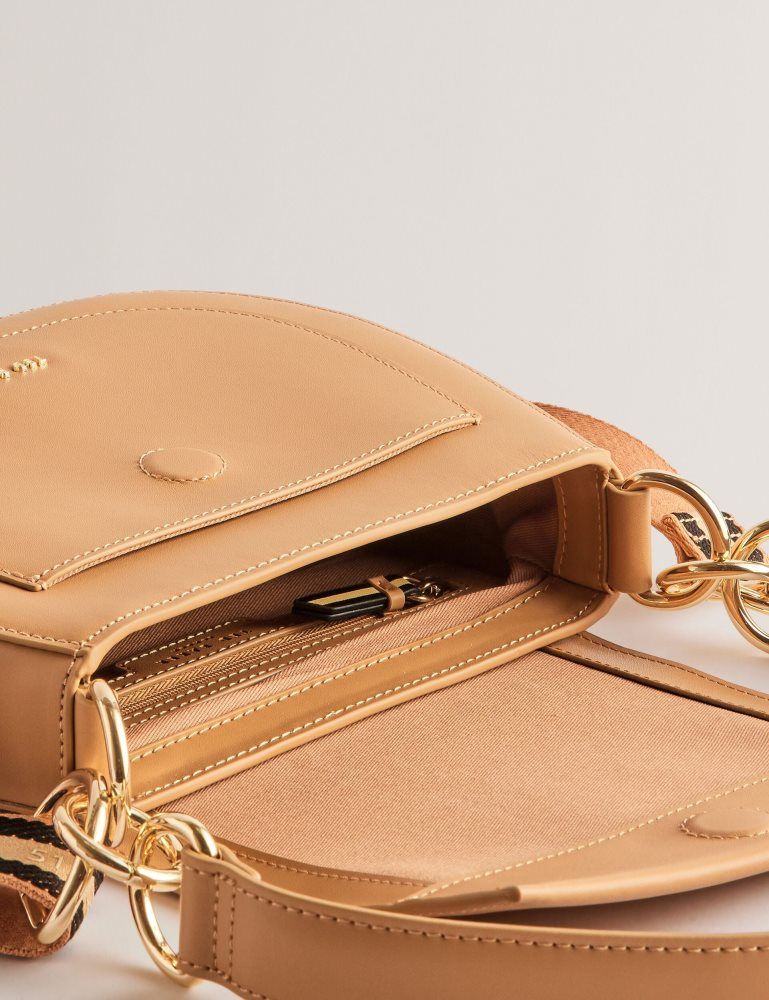 Ted Baker Darcell - Leather Webbing Crossbody Satchel Bag Ženske Torbe Preko Tijela Sive Smeđe | 978106-TOY