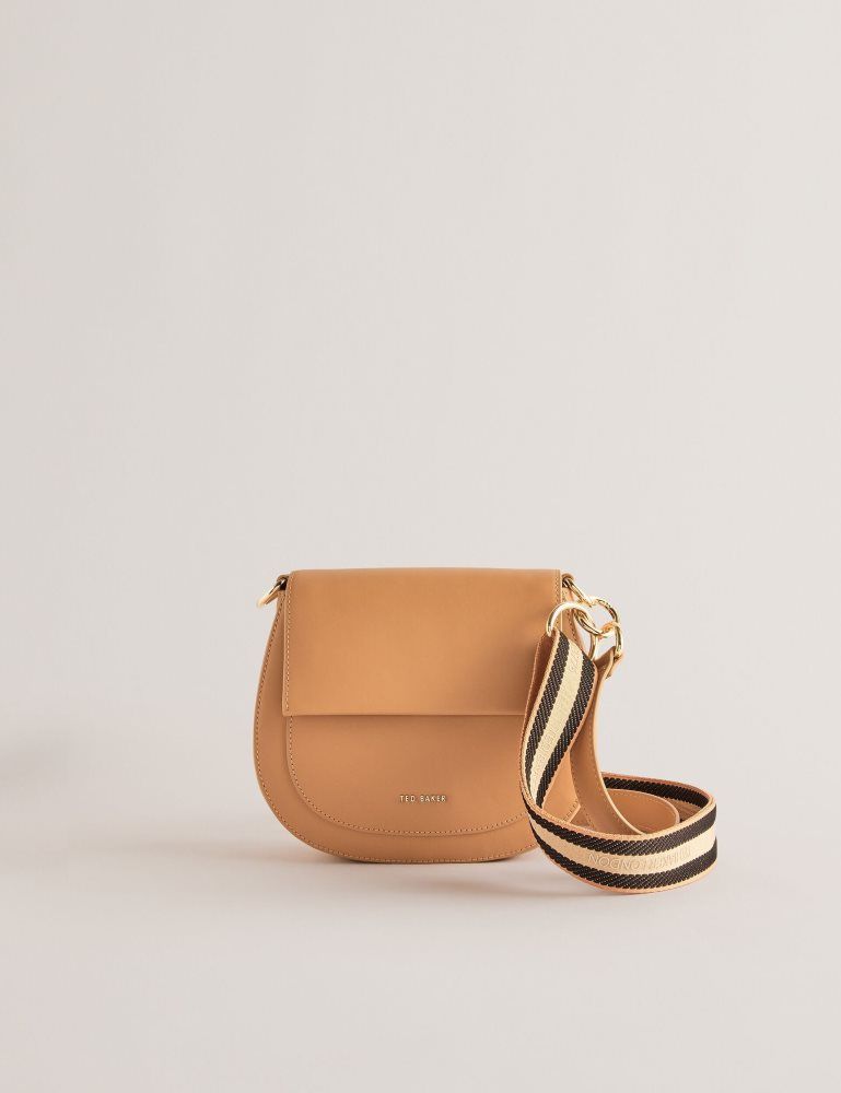 Ted Baker Darcell - Leather Webbing Crossbody Satchel Bag Ženske Torbe Preko Tijela Sive Smeđe | 978106-TOY
