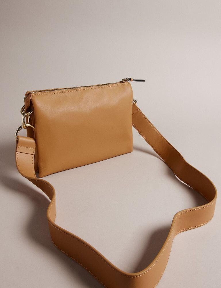 Ted Baker Darceyy - Leather Crossbody Bag With Webbing Strap Ženske Torbe Preko Tijela Sive Smeđe | 158739-LBG