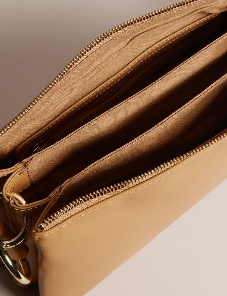 Ted Baker Darceyy - Leather Crossbody Bag With Webbing Strap Ženske Torbe Preko Tijela Sive Smeđe | 158739-LBG