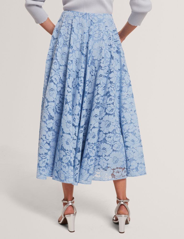 Ted Baker Demiee - Lace Voluminous A-line Midi Skirt Ženske Odijela Plave | 372154-SNJ
