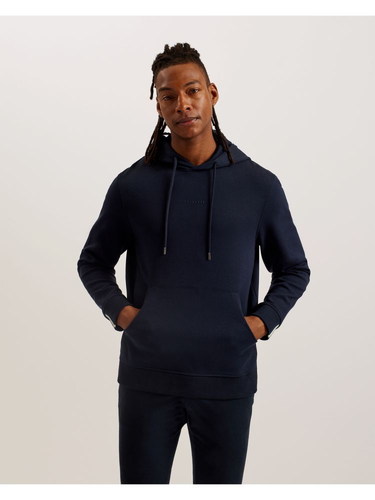 Ted Baker Drotow - Logo Detail Cotton Blend Hoodie Muške Majica s Kapuljačom Tamnoplave | 719625-LSZ