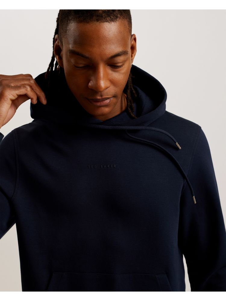 Ted Baker Drotow - Logo Detail Cotton Blend Hoodie Muške Topi Tamnoplave | 487015-RLB