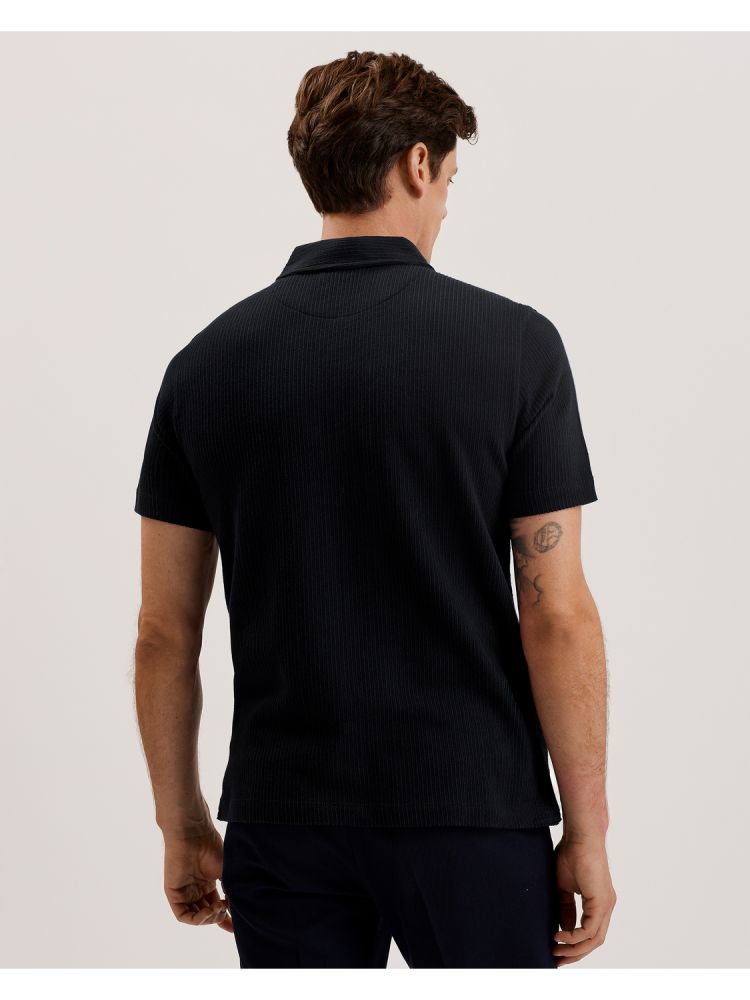 Ted Baker Elgrave - Ribbed Cotton Zip Neck Polo Shirt Muške Topi Tamnoplave | 139254-WKQ