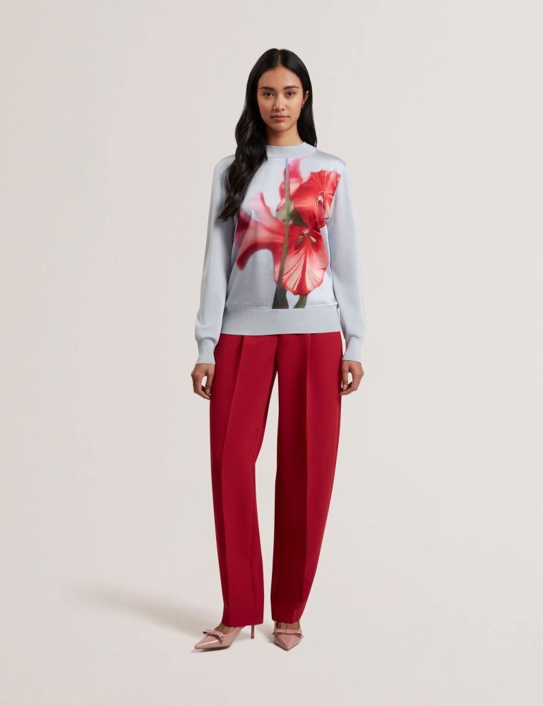 Ted Baker Eloaa - Printed Woven Front Knitted Jumper Ženske Džemperi Plave | 061742-PKT