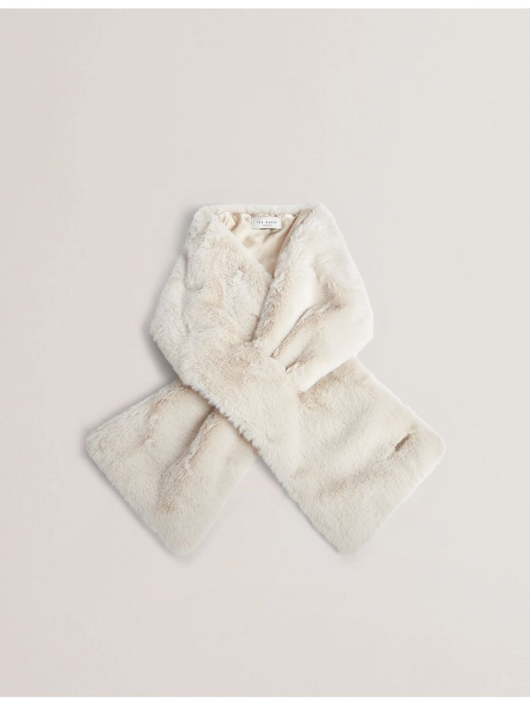 Ted Baker Emaaaas - Faux Fur Loop-through Stole Scarf Ženske Hats, Gloves & Scarves Bijele | 179860-LUC