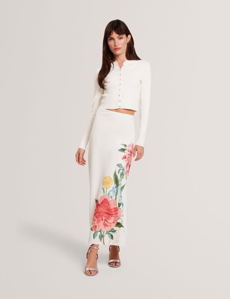 Ted Baker Emoriyy - Cropped Crew Neck Knitted Cardigan Ženske Džemperi Bijele | 083956-UIM