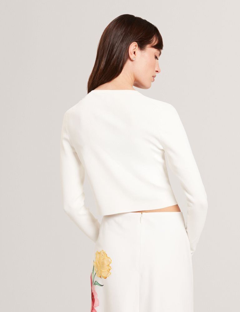 Ted Baker Emoriyy - Cropped Crew Neck Knitted Cardigan Ženske Džemperi Bijele | 083956-UIM