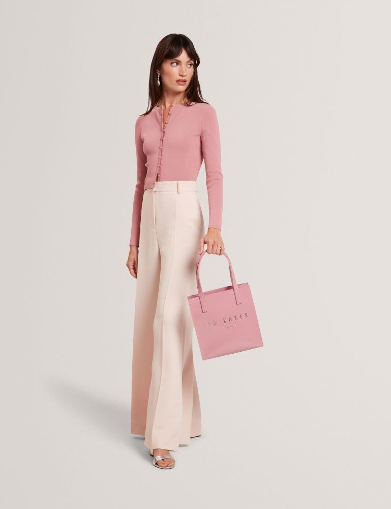 Ted Baker Emoriyy - Cropped Crew Neck Knitted Cardigan Ženske Majice Roze | 692415-CJB