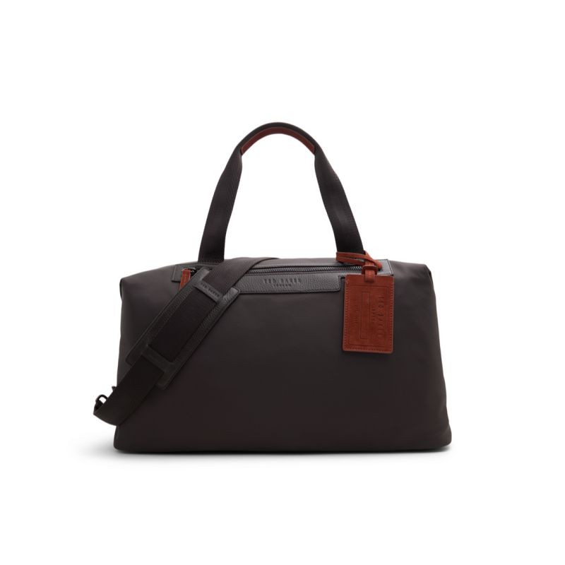 Ted Baker Ender - Nylon Leather Trim Holdall Bag Muške Duffel Torba Smeđe | 769032-WBL