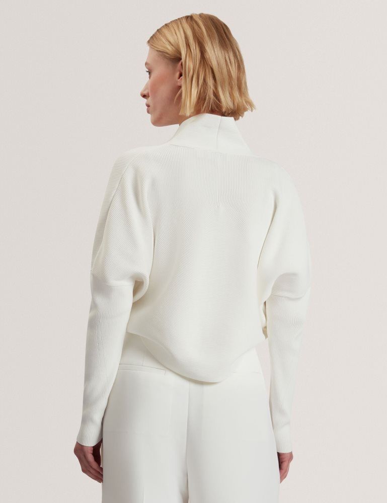 Ted Baker Erhan - Ribbed Knit Cropped Bolero Cardigan Ženske Džemperi Bijele | 305726-DXU