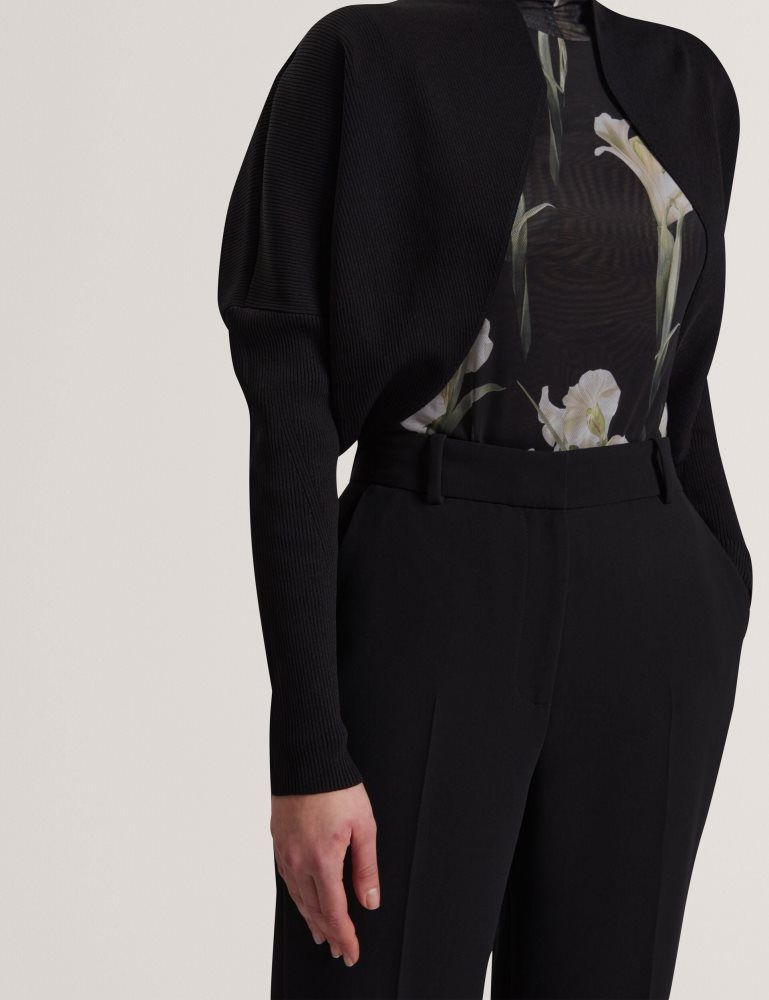 Ted Baker Erhan - Ribbed Knit Cropped Bolero Cardigan Ženske Majice Crne | 093586-WEX