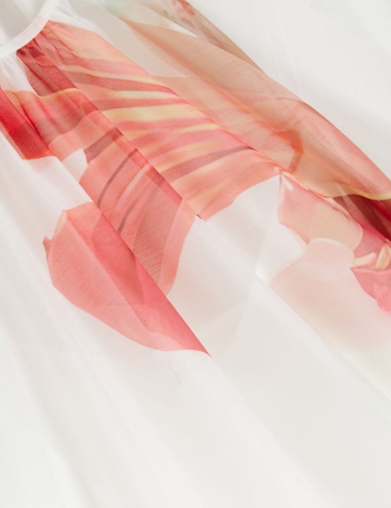 Ted Baker Eriana - Organza Print Detail Bishop Sleeve Blouse Ženske Majice Bijele | 149587-LNQ