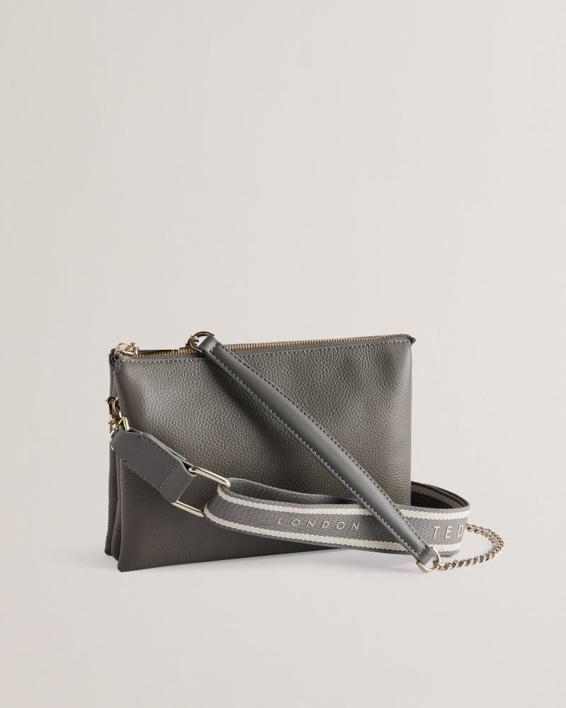 Ted Baker Esille - Branded Webbing Crossbody Leather Bag Ženske Torbe Preko Tijela Sive | 435162-PKH