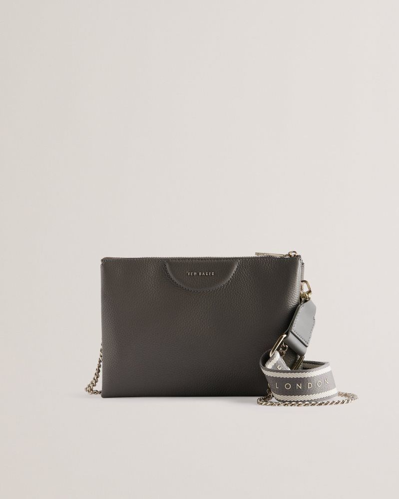 Ted Baker Esille - Branded Webbing Crossbody Leather Bag Ženske Torbe Preko Tijela Sive | 435162-PKH
