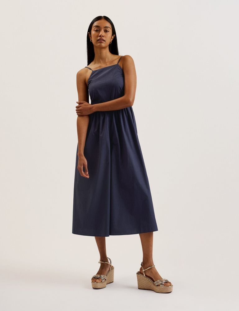 Ted Baker Eze - Squared Neck Strappy Cross Over Jumpsuit Ženske Kombinezon Plave | 046728-NYA