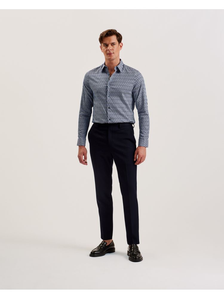 Ted Baker Frestin - Geometric Pattern Slim Long Sleeve Shirt Muške Košulje Tamnoplave | 031847-OWN