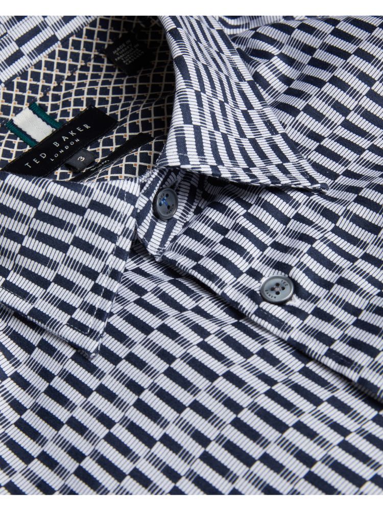 Ted Baker Frestin - Geometric Pattern Slim Long Sleeve Shirt Muške Košulje Tamnoplave | 031847-OWN