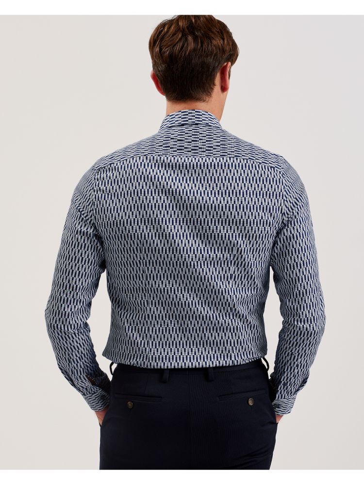 Ted Baker Frestin - Geometric Pattern Slim Long Sleeve Shirt Muške Košulje Tamnoplave | 031847-OWN