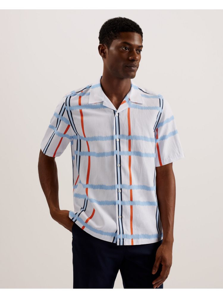 Ted Baker Gardon - Check Print Relaxed Short Sleeve Shirt Muške Košulje Bijele | 549730-NHA