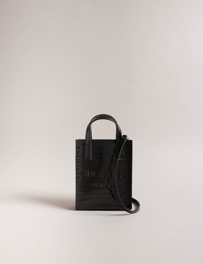 Ted Baker Gatocon - Mini Croc Effect Icon Tote Bag Ženske Torba Tote Crne | 865431-PXU
