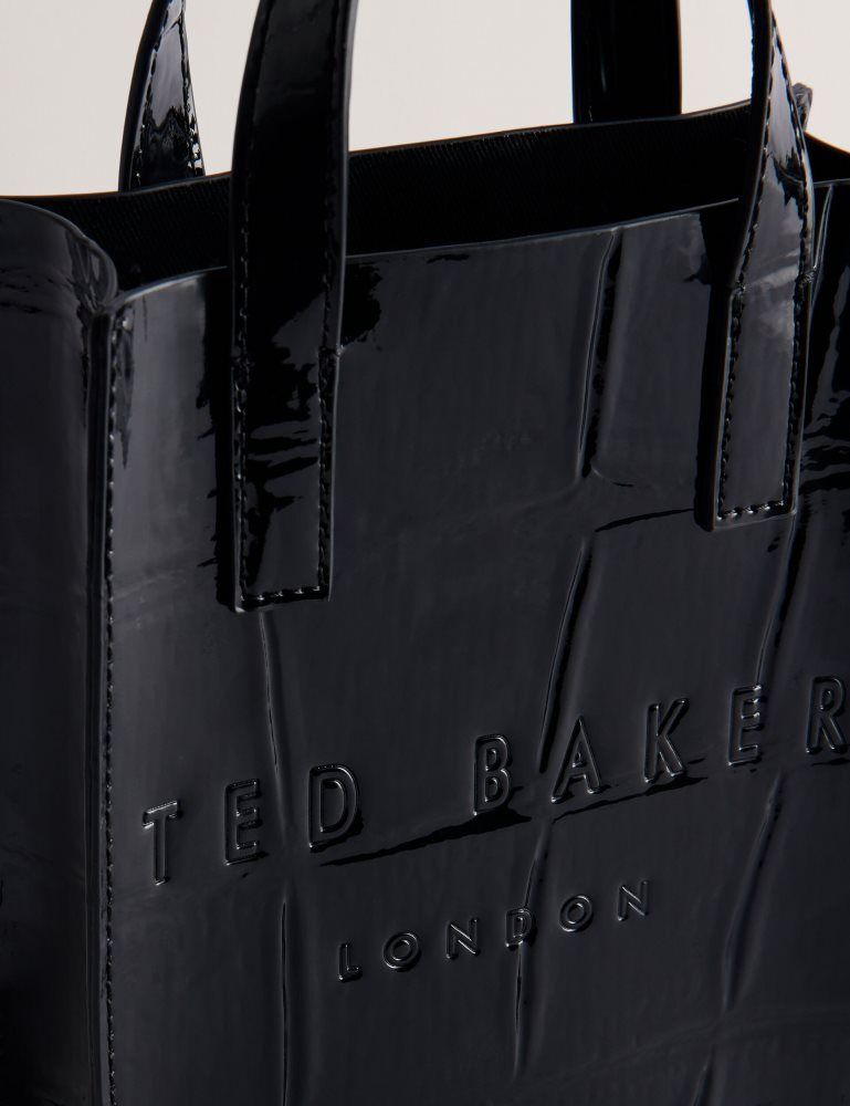 Ted Baker Gatocon - Mini Croc Effect Patent Icon Tote Bag Ženske Torba Tote Crne | 134286-RSU
