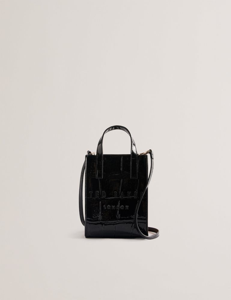 Ted Baker Gatocon - Mini Croc Effect Patent Icon Tote Bag Ženske Torba Tote Crne | 134286-RSU