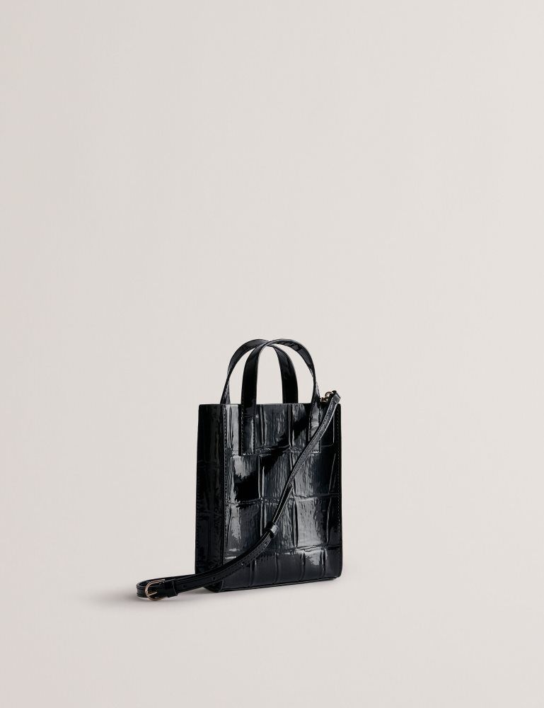 Ted Baker Gatocon - Mini Croc Effect Patent Icon Tote Bag Ženske Torba Tote Crne | 134286-RSU