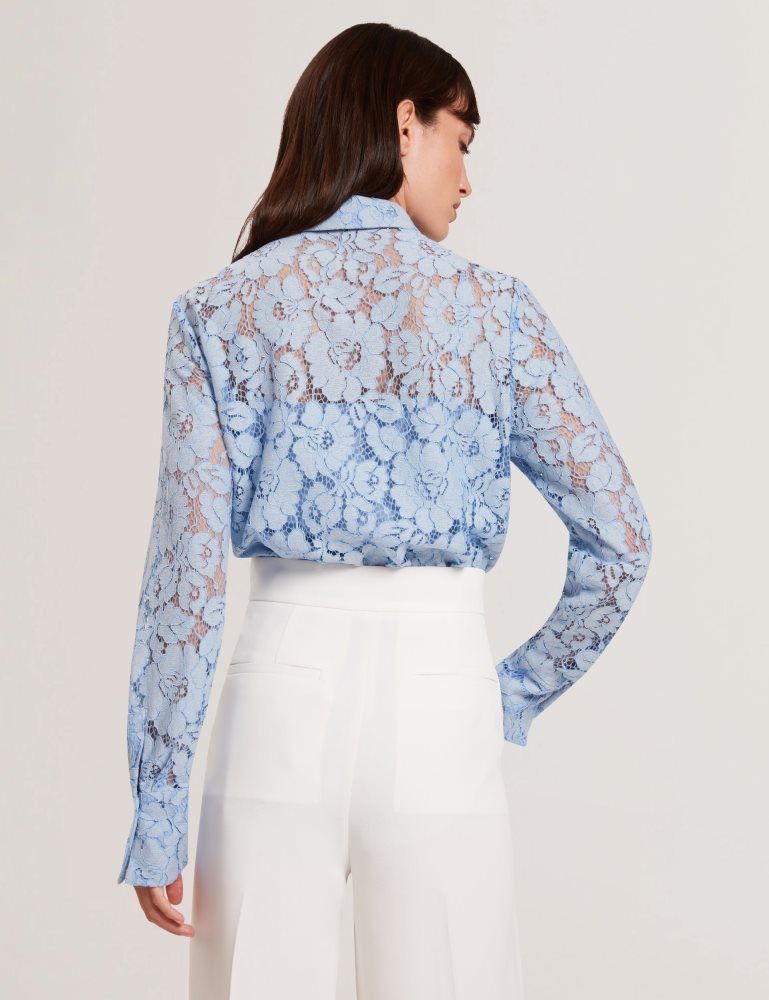Ted Baker Gennoa - Lace Semi-sheer Longline Shirt Ženske Majice Plave | 809732-FGK
