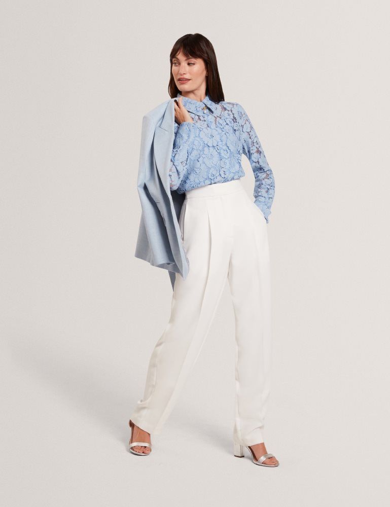 Ted Baker Gennoa - Lace Semi-sheer Longline Shirt Ženske Majice Plave | 809732-FGK