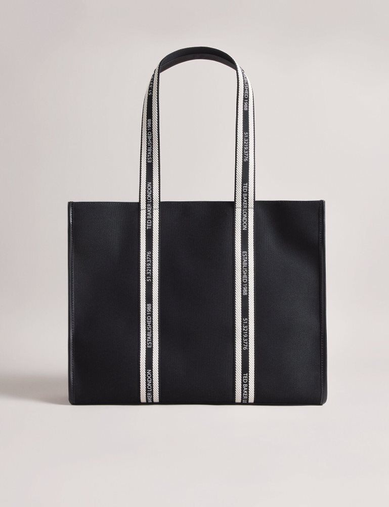 Ted Baker Georjey - Branded Webbing Canvas Large Tote Bag Ženske Torbe Ikone Crne | 584027-FOM