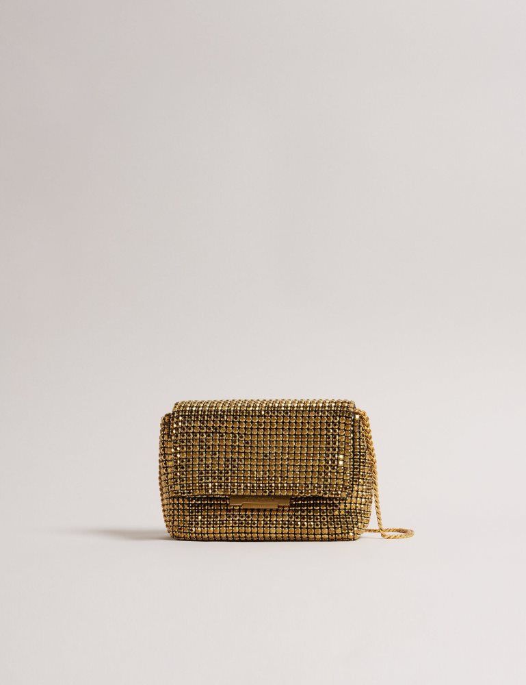 Ted Baker Gliters - Crystal Embellished Mini Crossbody Bag Ženske Torbe Preko Tijela Zlatne | 069832-MXG