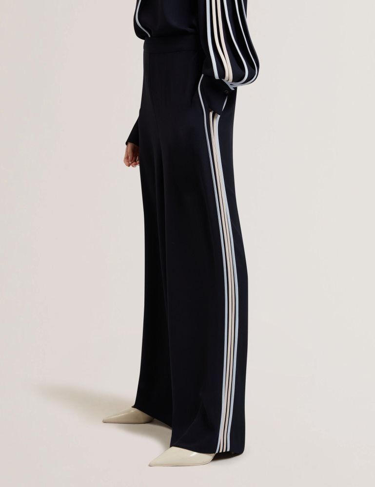 Ted Baker Gorjja - Piping Detail Wide Leg Crepe Trousers Ženske Odijela Tamnoplave | 628745-RBA