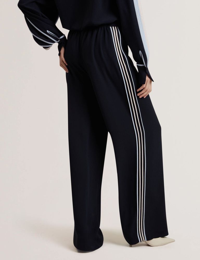 Ted Baker Gorjja - Piping Detail Wide Leg Crepe Trousers Ženske Odijela Tamnoplave | 628745-RBA