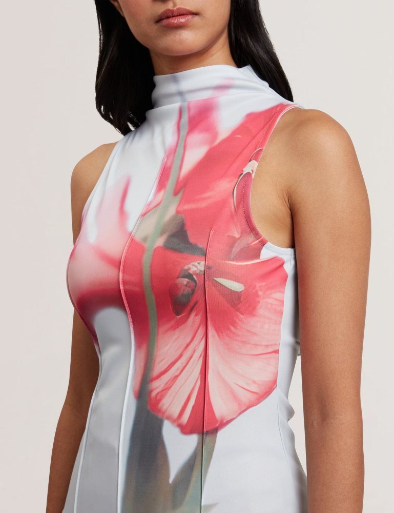 Ted Baker Harplnn - Floral High Neck Jersey Tank Top Ženske Majice Plave | 764205-AJQ