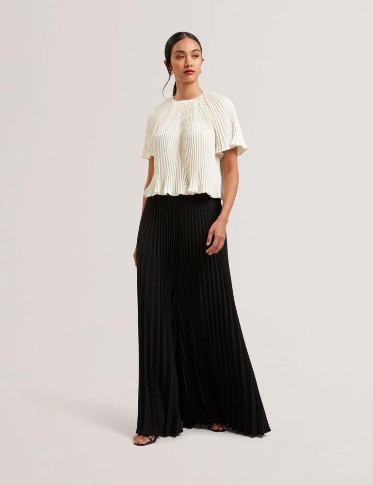 Ted Baker Haryx - Pleated Wide Leg Palazzo Trousers Ženske Kratke Hlače Crne | 819430-XLQ