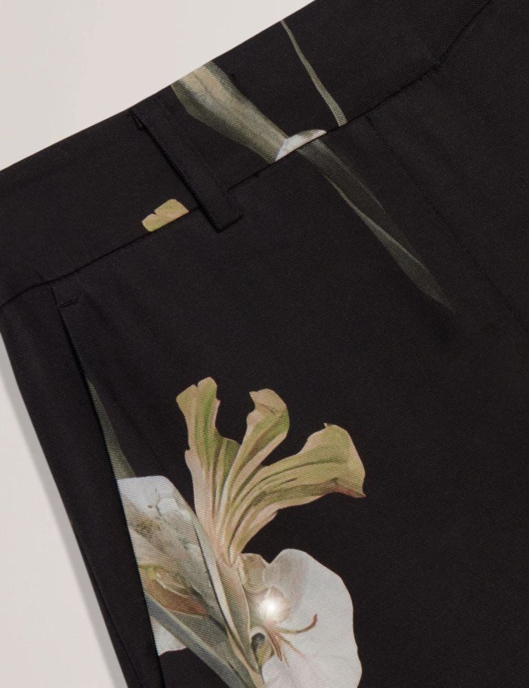 Ted Baker Haydie - Floral Print Wide Leg Tailored Trousers Ženske Kratke Hlače Crne | 168509-RCN