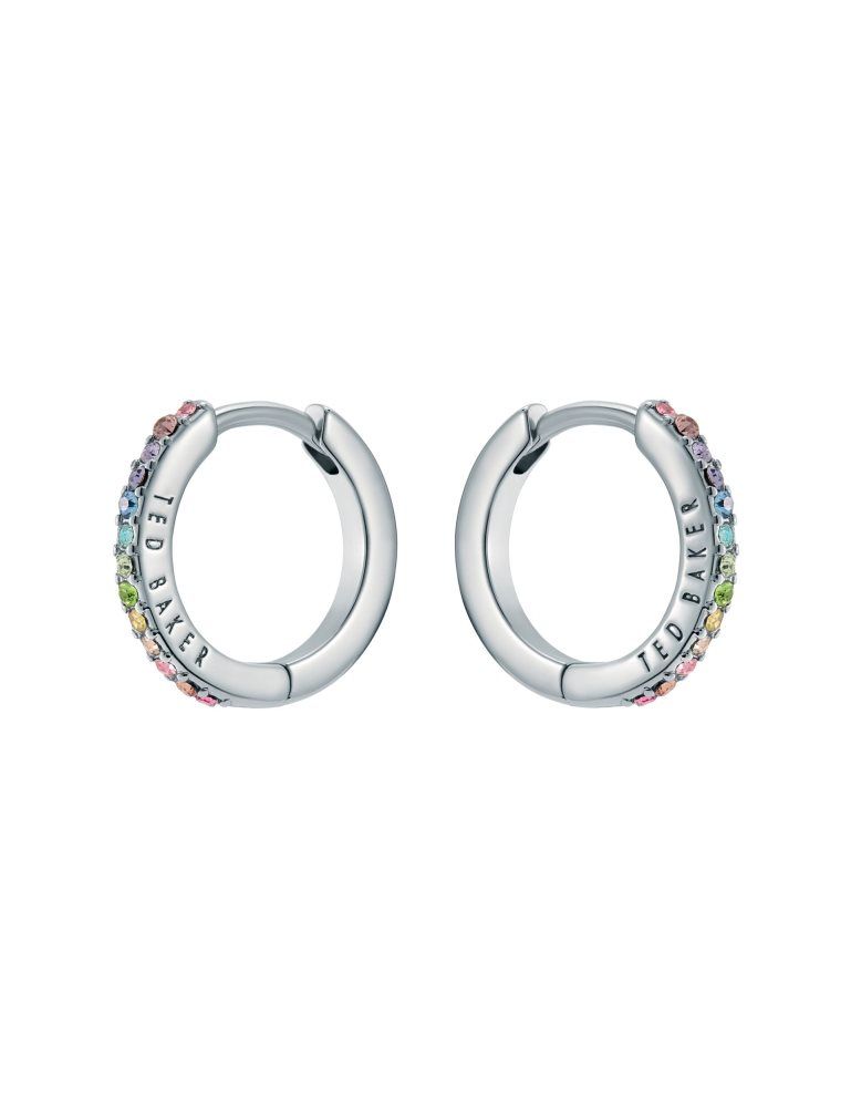 Ted Baker Heplie - Crystal Huggie Hoop Earrings Ženske Nakit Srebrne | 037485-QZP