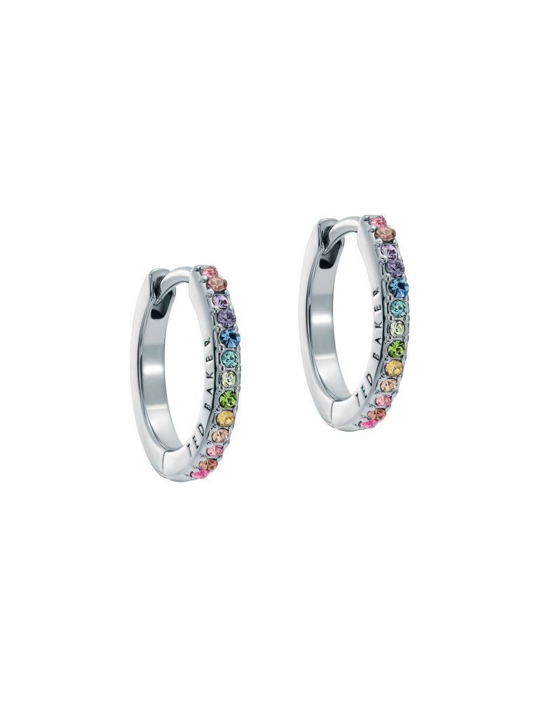 Ted Baker Heplie - Crystal Huggie Hoop Earrings Ženske Nakit Srebrne | 037485-QZP