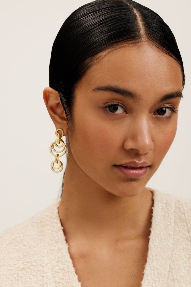 Ted Baker Huliet - Interlocking Hoop Drop Earrings Ženske Nakit Zlatne | 825914-EJI