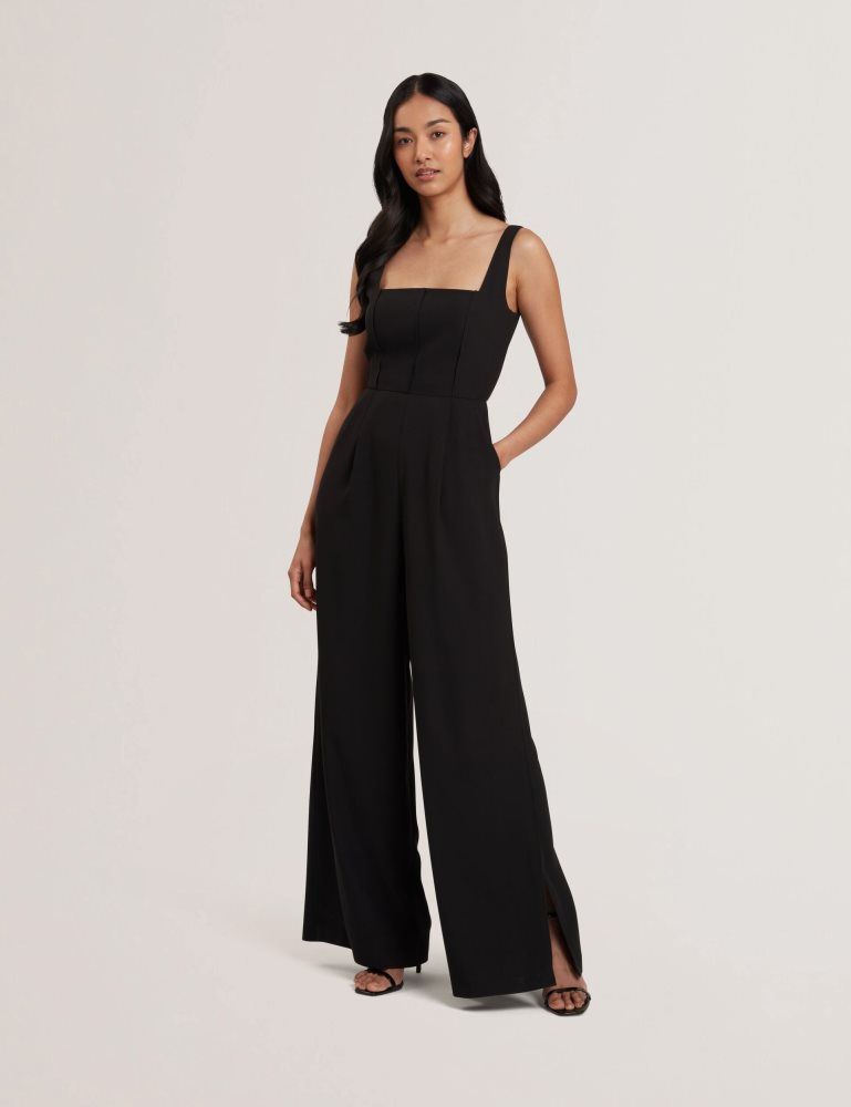 Ted Baker Inuj - Panelled Wide Leg Tailored Jumpsuit Ženske Kombinezon Crne | 203719-IFB