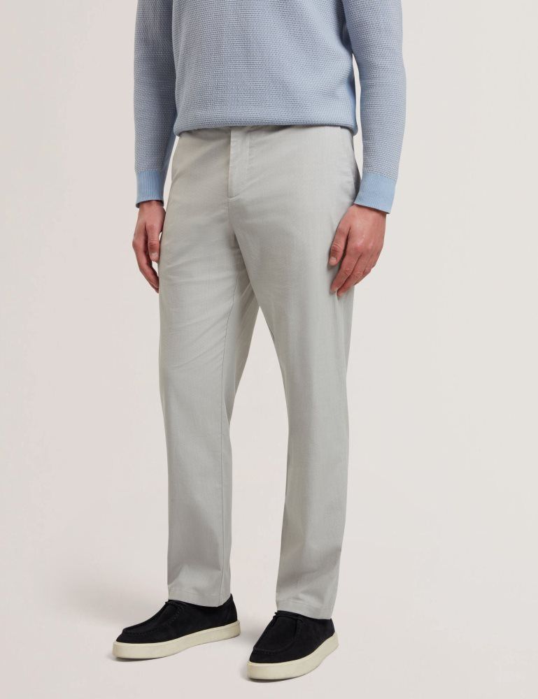 Ted Baker Jackus - Regular Fit Cotton Blend Chino Trousers Muške Hlače Sive | 241983-OTW