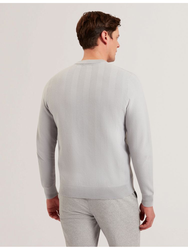 Ted Baker Jamals - Herringbone Knit Crew Neck Sweater Muške Džemperi Sive | 362951-AZB