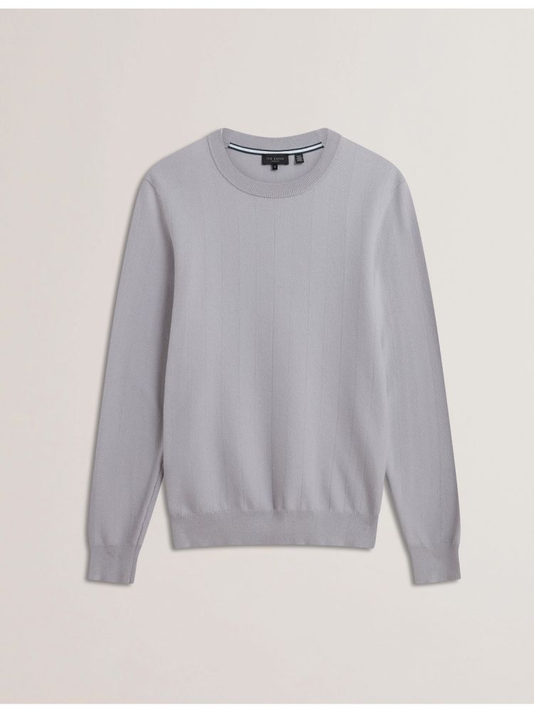 Ted Baker Jamals - Herringbone Knit Crew Neck Sweater Muške Džemperi Sive | 362951-AZB