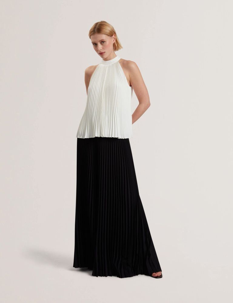 Ted Baker Jamaya - High Halter Neck Pleated Sleeveless Top Ženske Majice Bijele | 685037-YTH
