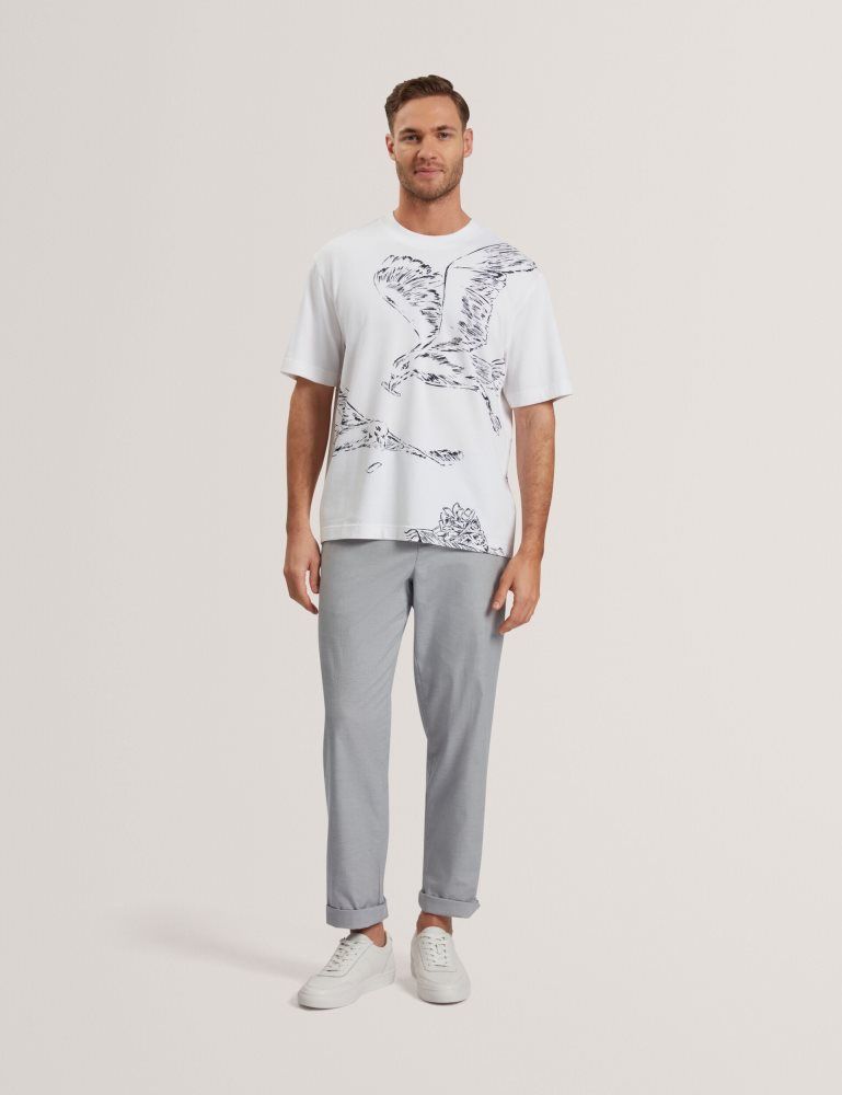 Ted Baker Jamesio - Short Sleeve Graphic Seagull T-shirt Muške Topi Bijele | 467195-EVS