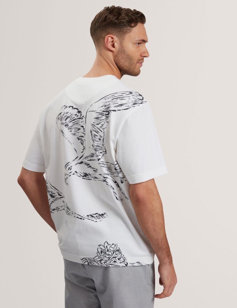 Ted Baker Jamesio - Short Sleeve Graphic Seagull T-shirt Muške Topi Bijele | 467195-EVS