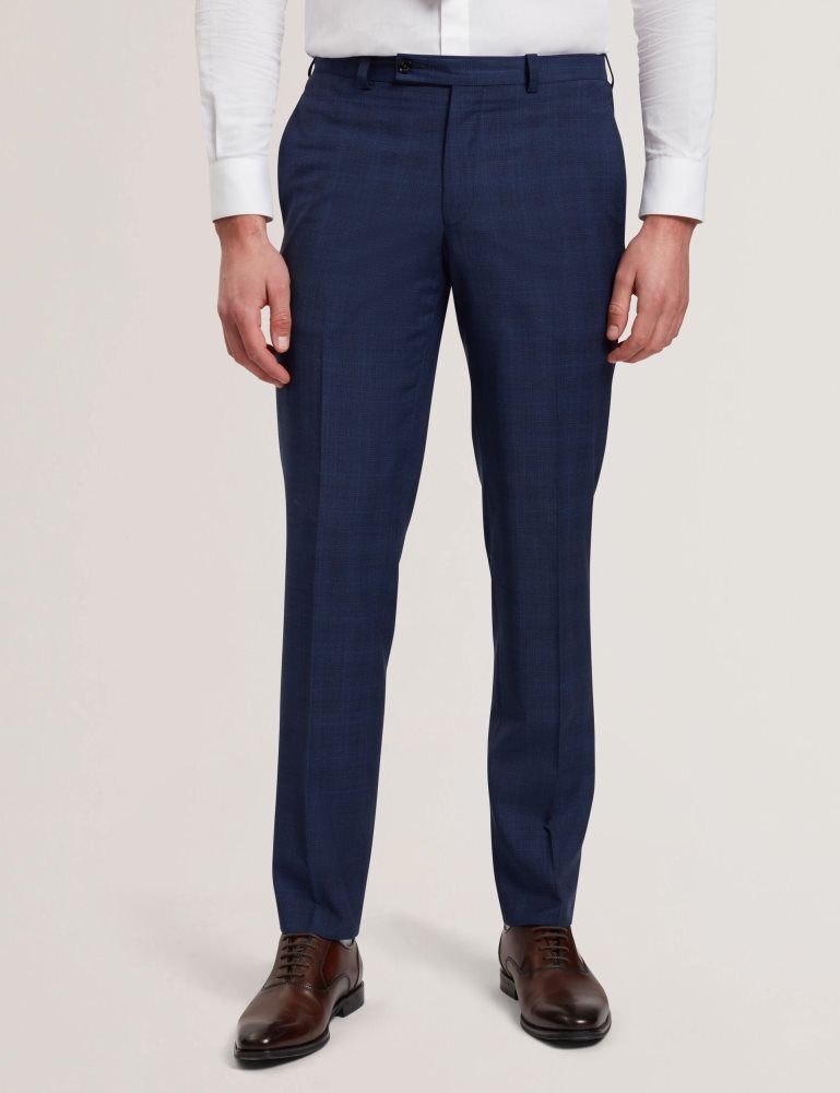 Ted Baker Jayals - Slim Fit Navy Check Wool Suit Pants Muške Odijela Tamnoplave | 587940-MKR
